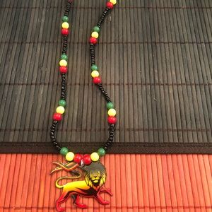 Lion of Judah Rasta Beaded Necklace